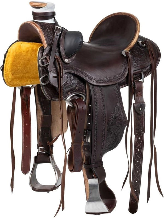 Sella western wade ranch flower tooling saddle