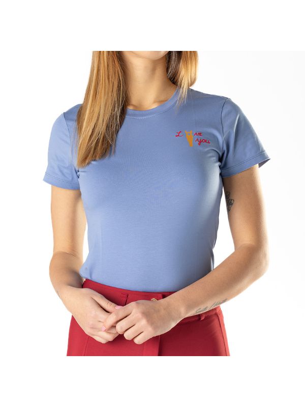 T-shirt a mainca corta bambina "amore" rider e horse