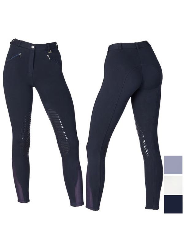 Pantaloni donna cotone con grip al ginocchio rider e horse