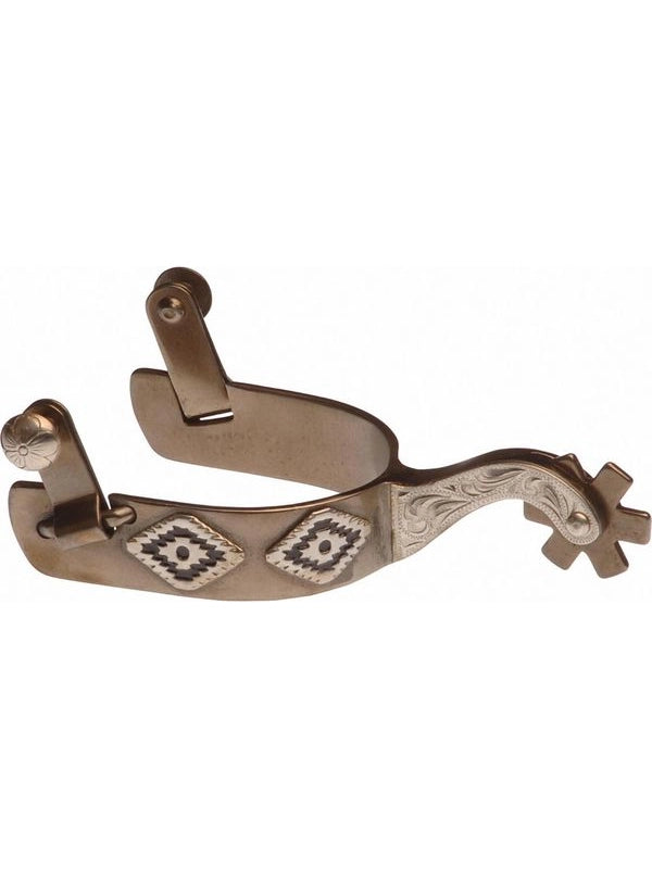 Speroni western bruniti con decorazione a rombi
