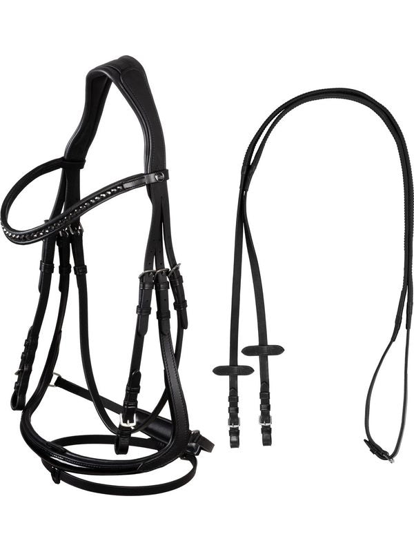 Testiera dressage modello hemelite con redini in gomma