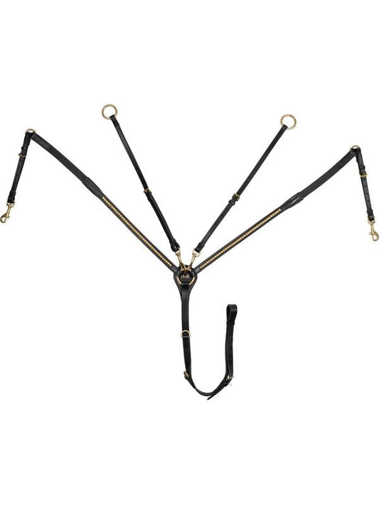 Pettorale con forchetta in cuoio con clincher dorato