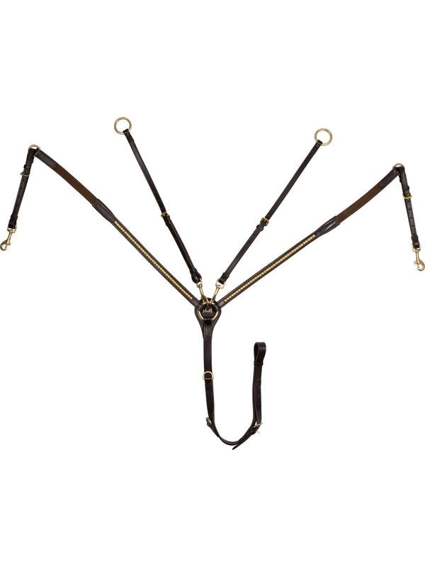 Pettorale con forchetta in cuoio con clincher dorato