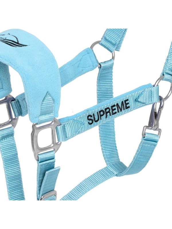 Nylon halter with fleece inserts + braided lead rope