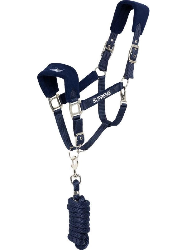 Nylon halter with fleece inserts + braided lead rope