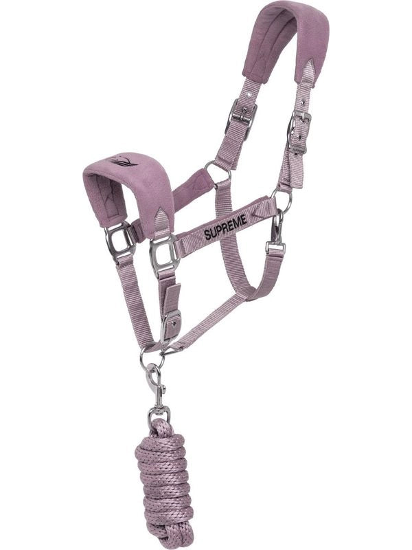 Nylon halter with fleece inserts + braided lead rope