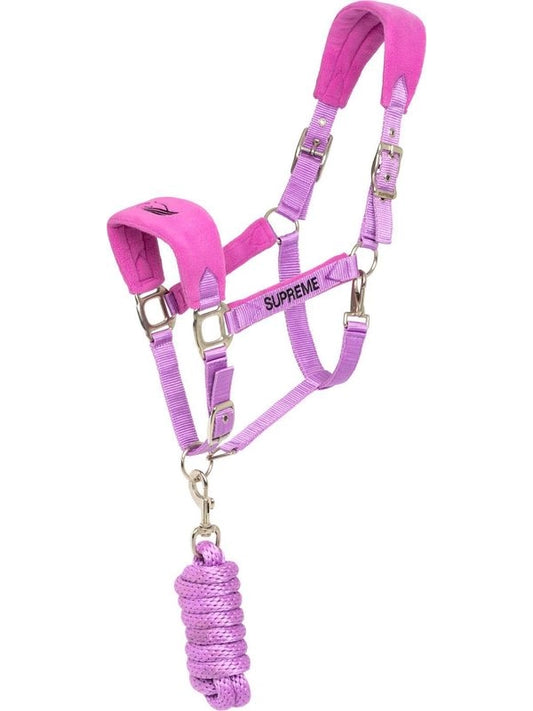 Nylon halter with fleece inserts + braided lead rope