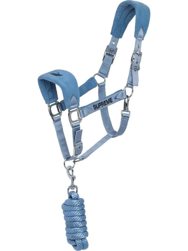 Nylon halter with fleece inserts + braided lead rope