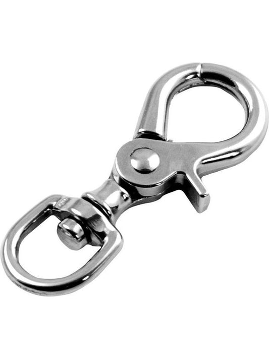 Moschettone lunghina grande inox con cameretta tonda